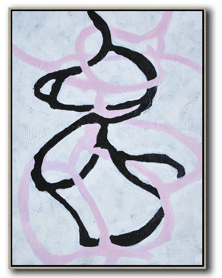 Extra Large Abstract Painting On Canvas,Hand-Painted Black And White Minimal Painting On Canvas,Large Contemporary Art Canvas Painting